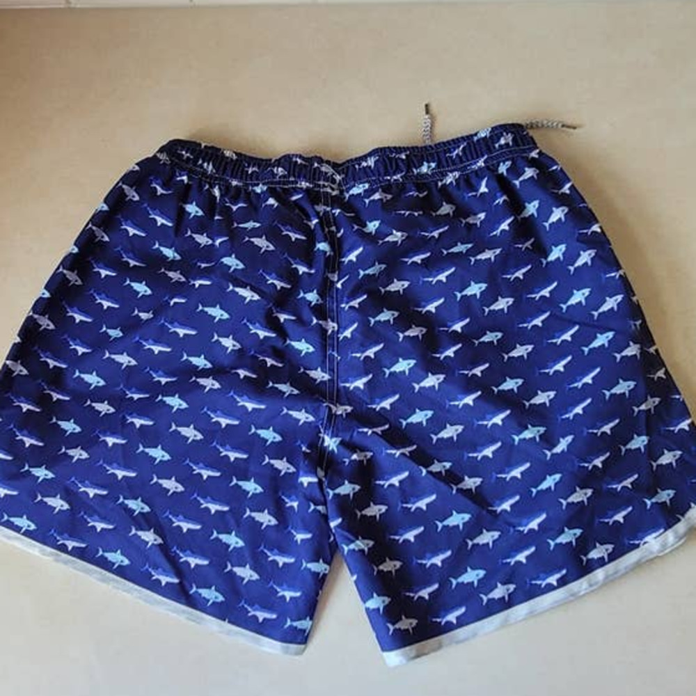 Boys' Nautical Shark Swim Trunks Size Large - Picture 2 of 4
